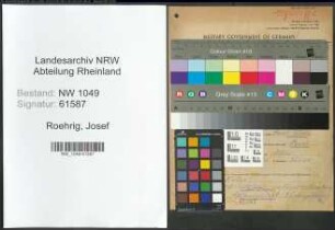 Entnazifizierung Josef Roehrig , geb. 05.08.1886 (Gastwirt)