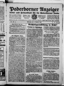 Paderborner Anzeiger : Lokal- und Heimatzeitung für das gesamte Paderborner Land : Tageszeitung für Jedermann : Publikationsorgan vieler Behörden