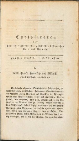 I. Wallenstein's Horoskop und Bildniß.