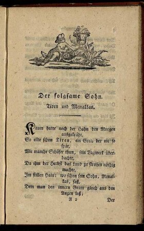 Der folgsame Sohn. - Der betagte Liebhaber.