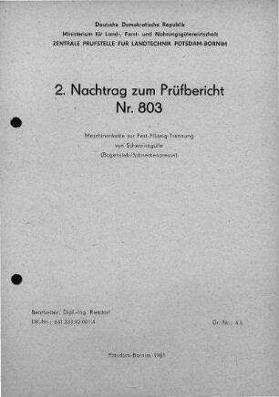 Maschinenkette zur Fest-, Flüssigtrennung