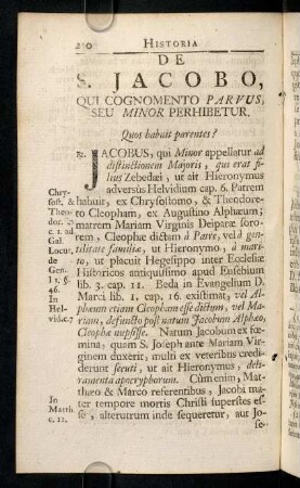 210-226, De S. Jacobo, Qui Cognomento Parvus, Seu Minor Perhibetur.