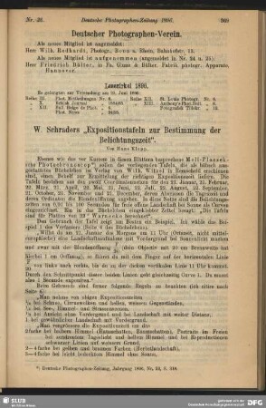W. Schraders "Expositionstafeln zur Bestimmung der Belichtungszeit"
