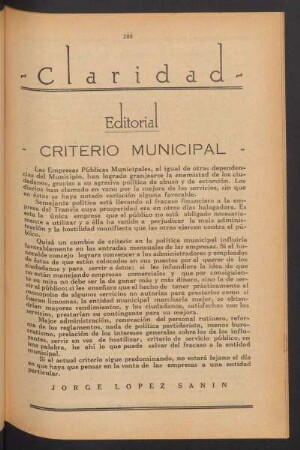 Criterio municipal : Editorial