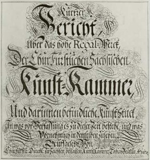 Erstes Inventar der Churfürstl. Sächsischen Kunstkammer