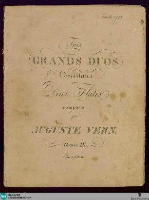 Trois grands duos concertans pour deux flutes : œuvre IX