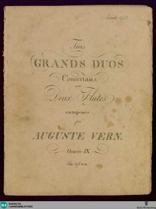 Trois grands duos concertans pour deux flutes : œuvre IX