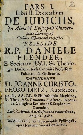 Pars I. libri II. decretalium de judiciis