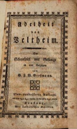 Adelheit von Veltheim : Ein Schauspiel mit Gesange