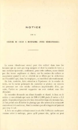 Notice sur la culture du cacao a Buitenzorg (Indes Néerlandaises)