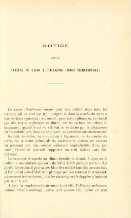 Notice sur la culture du cacao a Buitenzorg (Indes Néerlandaises)