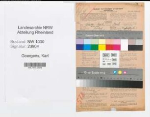 Entnazifizierung Karl Goergens, geb. 15.09.1899 (Schriftsetzer)