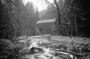 Stallegg: Wutach mit Niedrigwasser; Holzbrücke