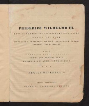 III-IV, Friderico Wilhelmo III. ...