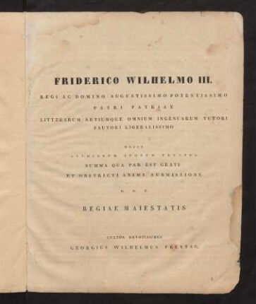 III-IV, Friderico Wilhelmo III. ...