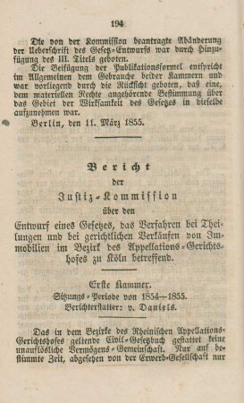 Bericht der Justiz-Kommission ...