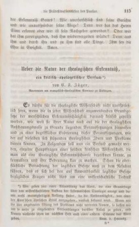 115-141 Ueber die Natur der theologischen Erkenntniß : ein kritisch-apologetischer Versuch