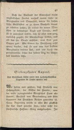 Siebenzehntes Kapitel. Der Wohlstand blüht unter den Hohenzollerschen Regenten im Lande wieder auf