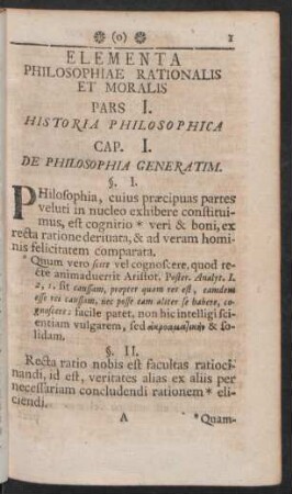 Cap. I. De Philosophia Generatim