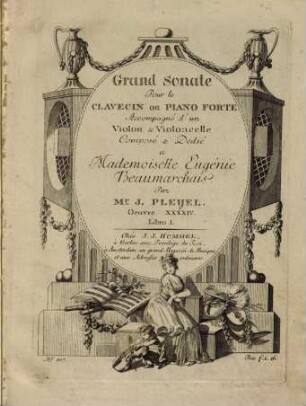 Grand sonate pour le clavecin ou piano forte accompagné d'un violon & violoncelle : oeuvre XXXXIV. 1, [B 465]