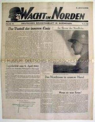 Illustrierte Kriegs-Zeitung "Wacht im Norden" für die deutschen Truppen in Norwegen u.a. mit einem Rückblick auf die Besetzung Nordeuropas im April 1940