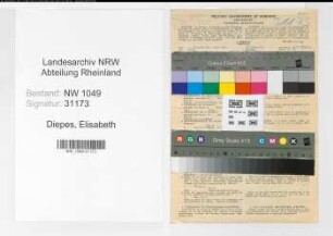 Entnazifizierung Elisabeth Diepes , geb. 08.11.1910 (Bakteriologin)