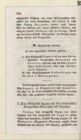 I. Das Königreich Ungarn mit den einverleibten Königreichen Slavonien und Croatien