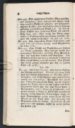 Tab. III. [Beschreibung]; Nro. 481.-498.
