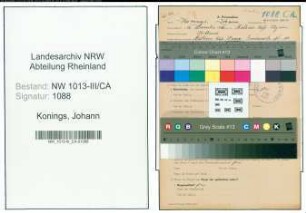 Entnazifizierung Johann Konings , geb. 16.11.1910 (Schlosser)