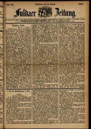 Ausgabe vom Mittwoch, den 19. August 1885.