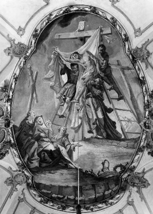 Kreuzabnahme : Kreuzabnahme. Fresko (1787; M. Günther). Waalhaupten, Pfarrkirche zur schmerzhaften Muttergottes, Chor