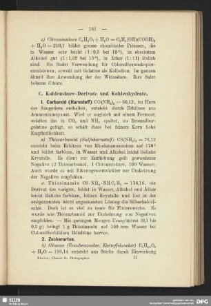 C. Kohlensäure-Derivate und Kohlenhydrate