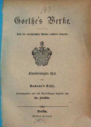Goethe's Werke : nach den vorzüglichsten Quellen ..., 31. Rameau's Neffe