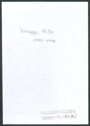 Knapp, Fritz, Berlin an Wichert