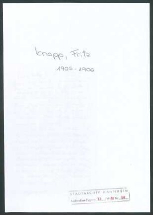 Knapp, Fritz, Berlin an Wichert