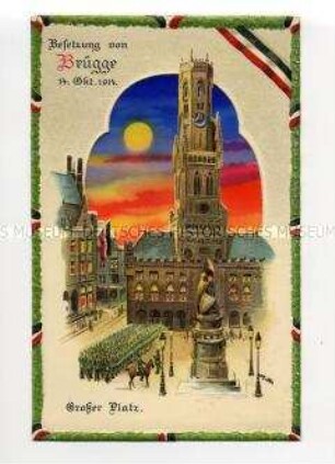 Postkarte zur Eroberung von Brügge