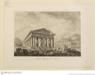 Blick auf den Tempel der Hera (auch des Poseidon) in Paestum