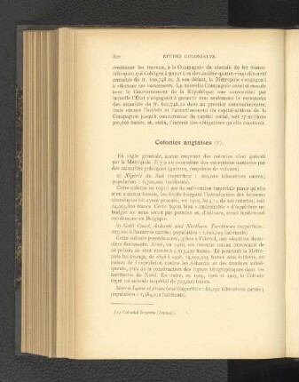 Colonies anglaises.
