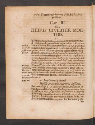 Cap. III. De Rebus Civiliter Mortuis.