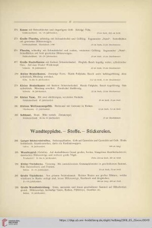 Wandteppiche. – Stoffe. – Stickereien (Nr. 284-299)