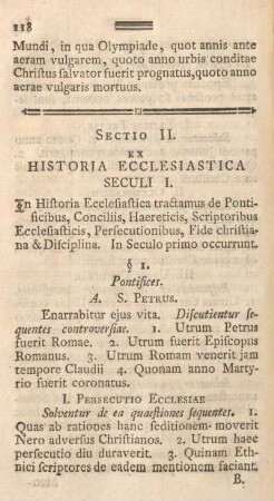 Sectio II. Ex historia ecclesiastica seculi I.