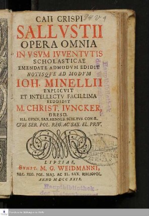 Caii Crispi Sallvstii Opera Omnia