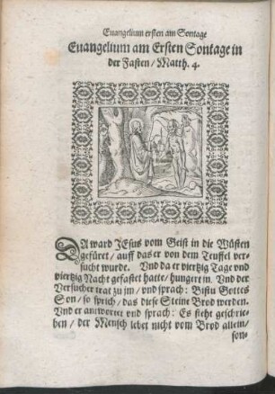 Euangelium am Ersten Sontage in der Fasten/ Matth. 4.