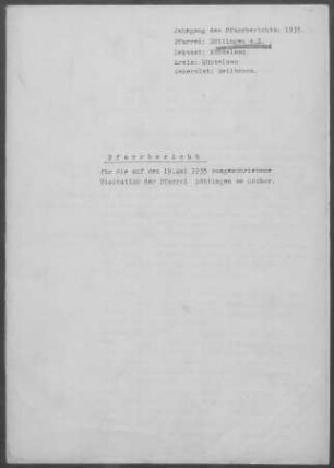 Döttingen-Steinkirchen: Pfarrbericht 1935