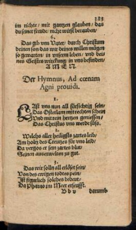 Der Hymnus, Ad coenam Agni providi.