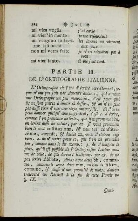 Partie III. De L'Orthographe Italienne.