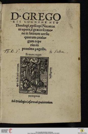 D. Gregorii Cognomento Theologi, episcopi Nazanzeni opera