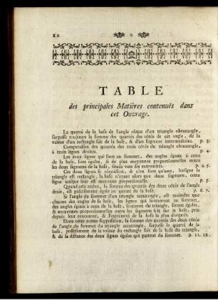 Table des principales Matières contenues dans cet Ouvrage.