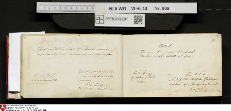 Stammbuch des Ernst Philipp Ludwig Zellmann (1763-1795) aus
                           Braunschweig