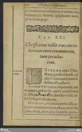 Cap. XXI. Christianus tollit crucem externam tum communem, tum perculiarem